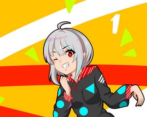 Preview wallpaper girl, smile, gesture, anime, art, cartoon, bright