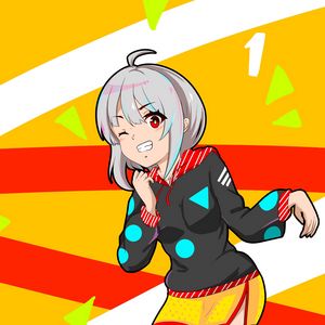 Preview wallpaper girl, smile, gesture, anime, art, cartoon, bright