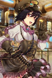 Preview wallpaper girl, smile, gesture, steampunk, anime, art