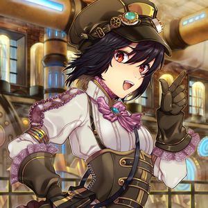 Preview wallpaper girl, smile, gesture, steampunk, anime, art
