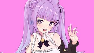 Preview wallpaper girl, smile, gesture, stars, anime, art