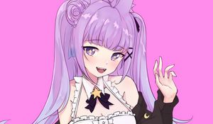 Preview wallpaper girl, smile, gesture, stars, anime, art