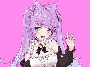 Preview wallpaper girl, smile, gesture, stars, anime, art