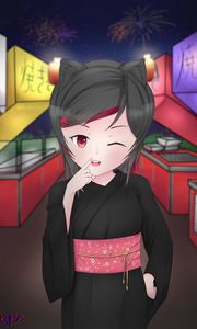 Preview wallpaper girl, smile, gesture, kimono, fair, anime