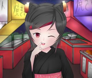 Preview wallpaper girl, smile, gesture, kimono, fair, anime