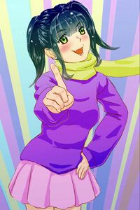 Preview wallpaper girl, smile, gesture, anime, bright, art