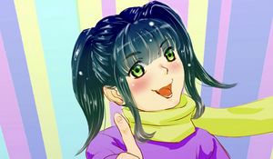 Preview wallpaper girl, smile, gesture, anime, bright, art