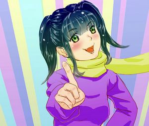 Preview wallpaper girl, smile, gesture, anime, bright, art