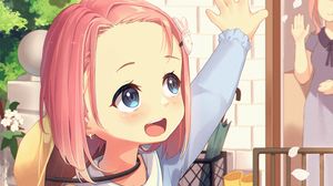 Preview wallpaper girl, smile, gesture, anime, art