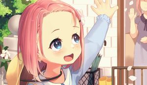 Preview wallpaper girl, smile, gesture, anime, art