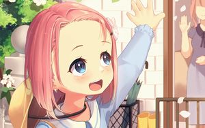Preview wallpaper girl, smile, gesture, anime, art