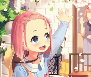 Preview wallpaper girl, smile, gesture, anime, art
