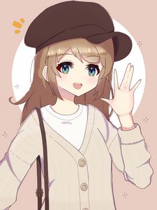 Preview wallpaper girl, smile, gesture, beret, anime, art