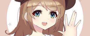 Preview wallpaper girl, smile, gesture, beret, anime, art