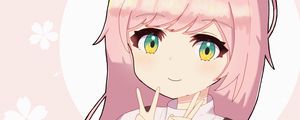 Preview wallpaper girl, smile, gesture, anime, art, pink