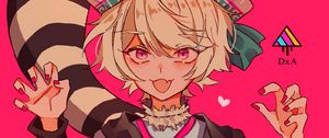 Preview wallpaper girl, smile, gesture, anime, pink