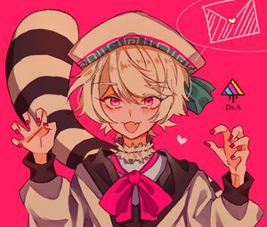 Preview wallpaper girl, smile, gesture, anime, pink