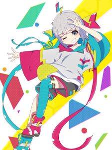 Preview wallpaper girl, smile, gesture, anime, bright