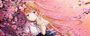 Preview wallpaper girl, smile, gesture, sakura, anime, art