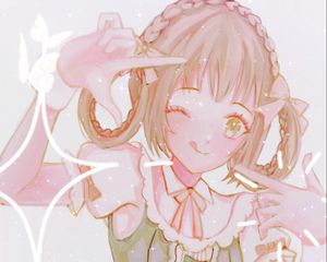 Preview wallpaper girl, smile, gesture, dress, anime