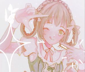 Preview wallpaper girl, smile, gesture, dress, anime