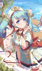 Preview wallpaper girl, smile, gesture, anime, art, fantasy