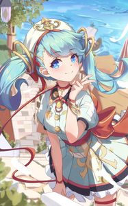 Preview wallpaper girl, smile, gesture, anime, art, fantasy