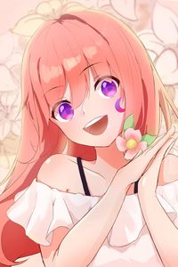 Preview wallpaper girl, smile, gesture, flower, anime, art