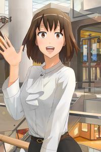 Preview wallpaper girl, smile, gesture, shirt, anime