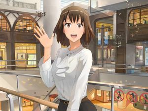 Preview wallpaper girl, smile, gesture, shirt, anime