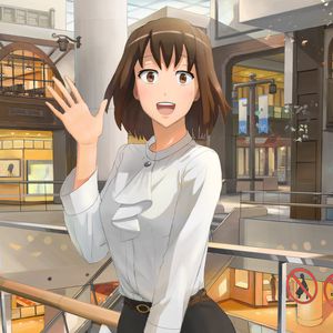 Preview wallpaper girl, smile, gesture, shirt, anime