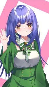 Preview wallpaper girl, smile, gesture, art, anime