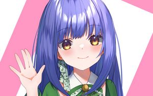 Preview wallpaper girl, smile, gesture, art, anime