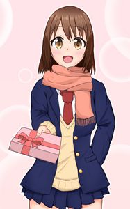 Preview wallpaper girl, smile, gift, anime