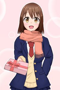 Preview wallpaper girl, smile, gift, anime