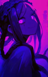 Preview wallpaper girl, smile, glance, blue, art, anime