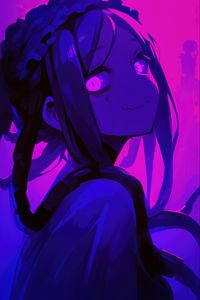 Preview wallpaper girl, smile, glance, blue, art, anime