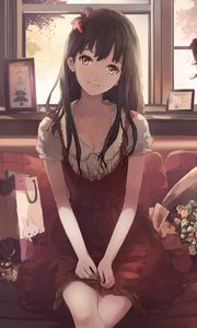 Preview wallpaper girl, smile, glance, cute, anime, art, cartoon