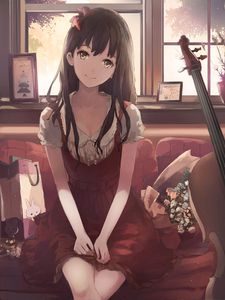 Preview wallpaper girl, smile, glance, cute, anime, art, cartoon