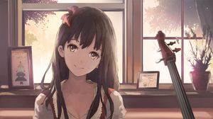 Preview wallpaper girl, smile, glance, cute, anime, art, cartoon