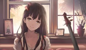 Preview wallpaper girl, smile, glance, cute, anime, art, cartoon