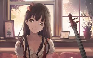 Preview wallpaper girl, smile, glance, cute, anime, art, cartoon