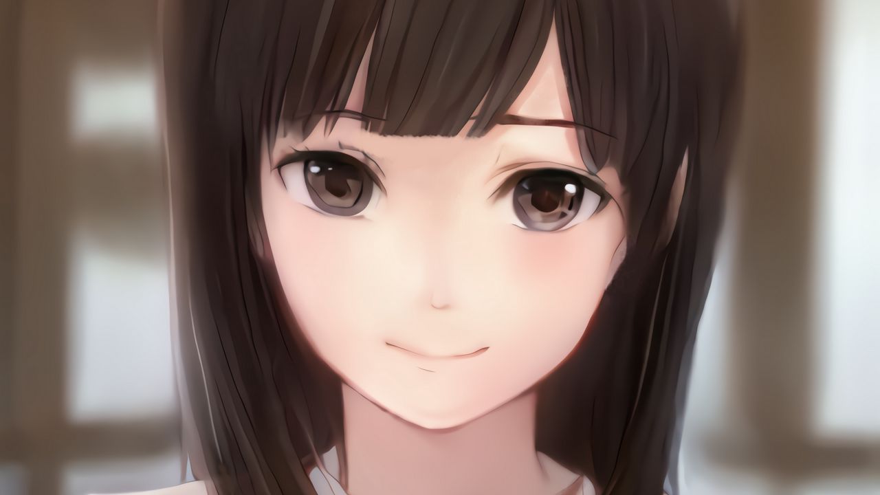 Wallpaper girl, smile, glance, anime, art