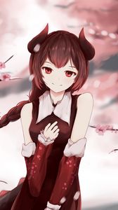 Preview wallpaper girl, smile, glance, sakura, anime, art