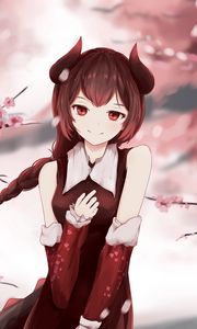 Preview wallpaper girl, smile, glance, sakura, anime, art