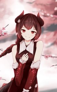 Preview wallpaper girl, smile, glance, sakura, anime, art