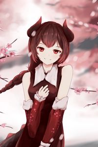 Preview wallpaper girl, smile, glance, sakura, anime, art