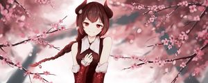 Preview wallpaper girl, smile, glance, sakura, anime, art