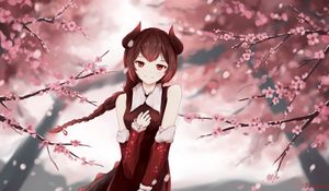 Preview wallpaper girl, smile, glance, sakura, anime, art