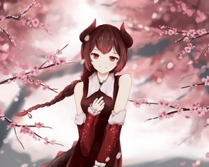 Preview wallpaper girl, smile, glance, sakura, anime, art